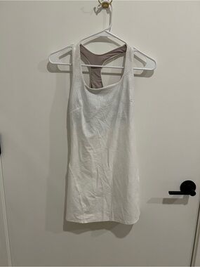 lululemon athletica White Perforated Workout Dress with Beige Lining